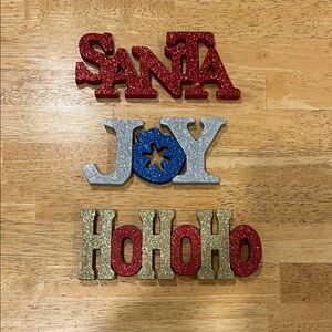 Festive Glitter Holiday Decor Set - Red, Blue, Silver, Gold